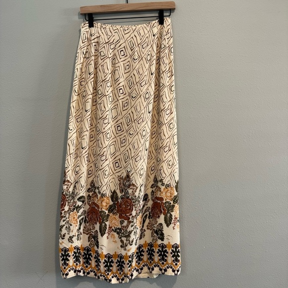 Hot Topics Floral Geometric Wrap Midi Skirt Hawaii Boho Tropical Beach M - Picture 2 of 8